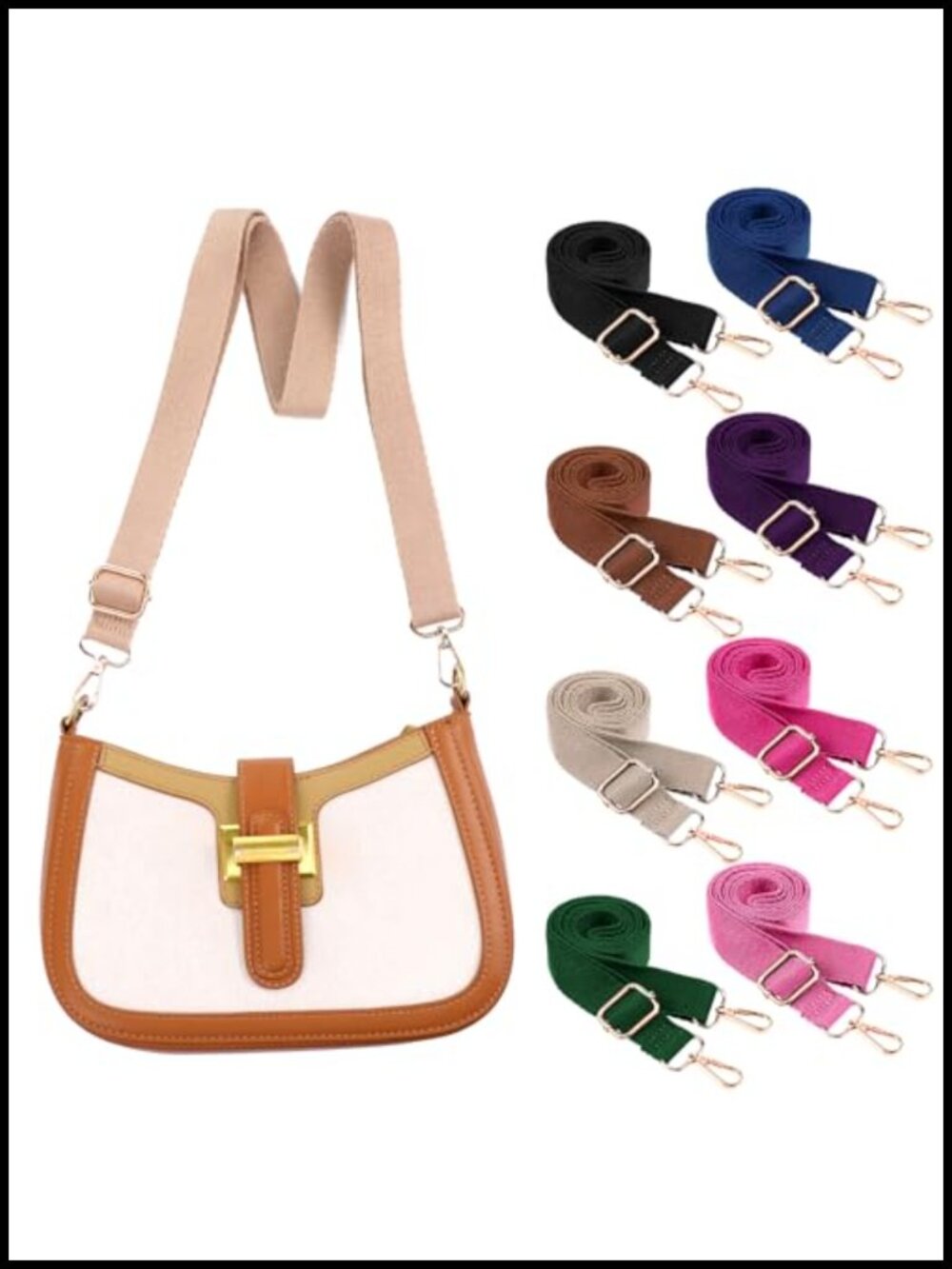 8 Pack Wide Purse Strap Crossbody Replacement Adjustable Cotton Handbag Strap